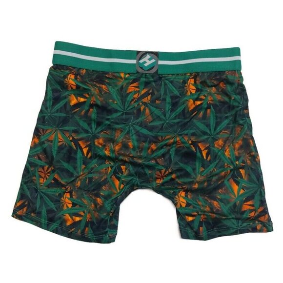 Mens Size S CANA BURNING Soft Touch Adult Boxer Briefs Hypnocrazy Green Multi - Picture 4 of 5